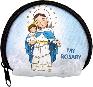 Our Lady of the Rosary Kids Pouch Fabric Case, Small First Communion Gift for Kids, 3 1/2 Inches