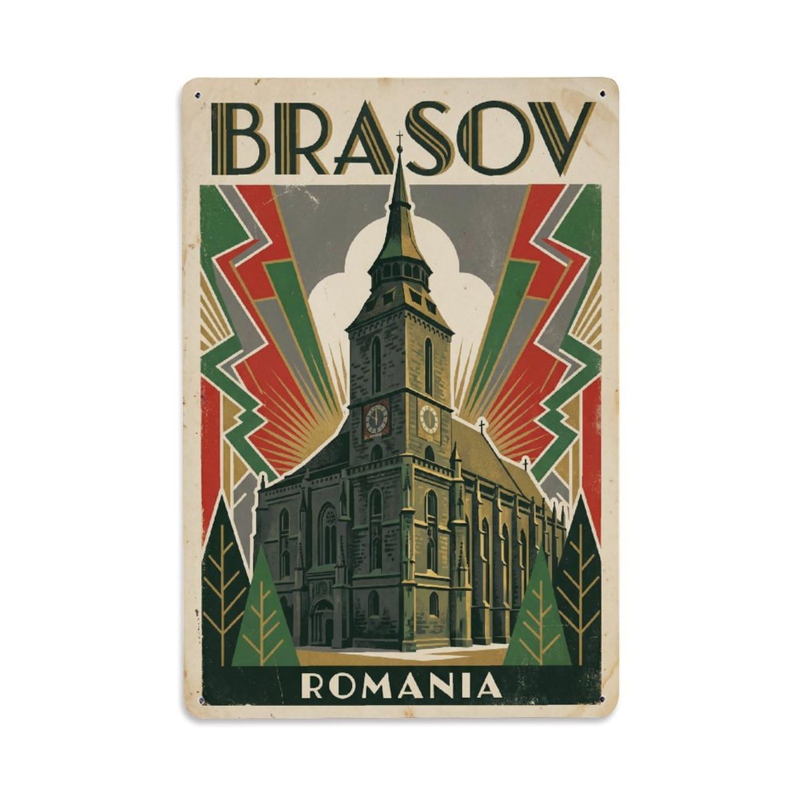 Travel Retro Romania Brasov Metal Tin Sign