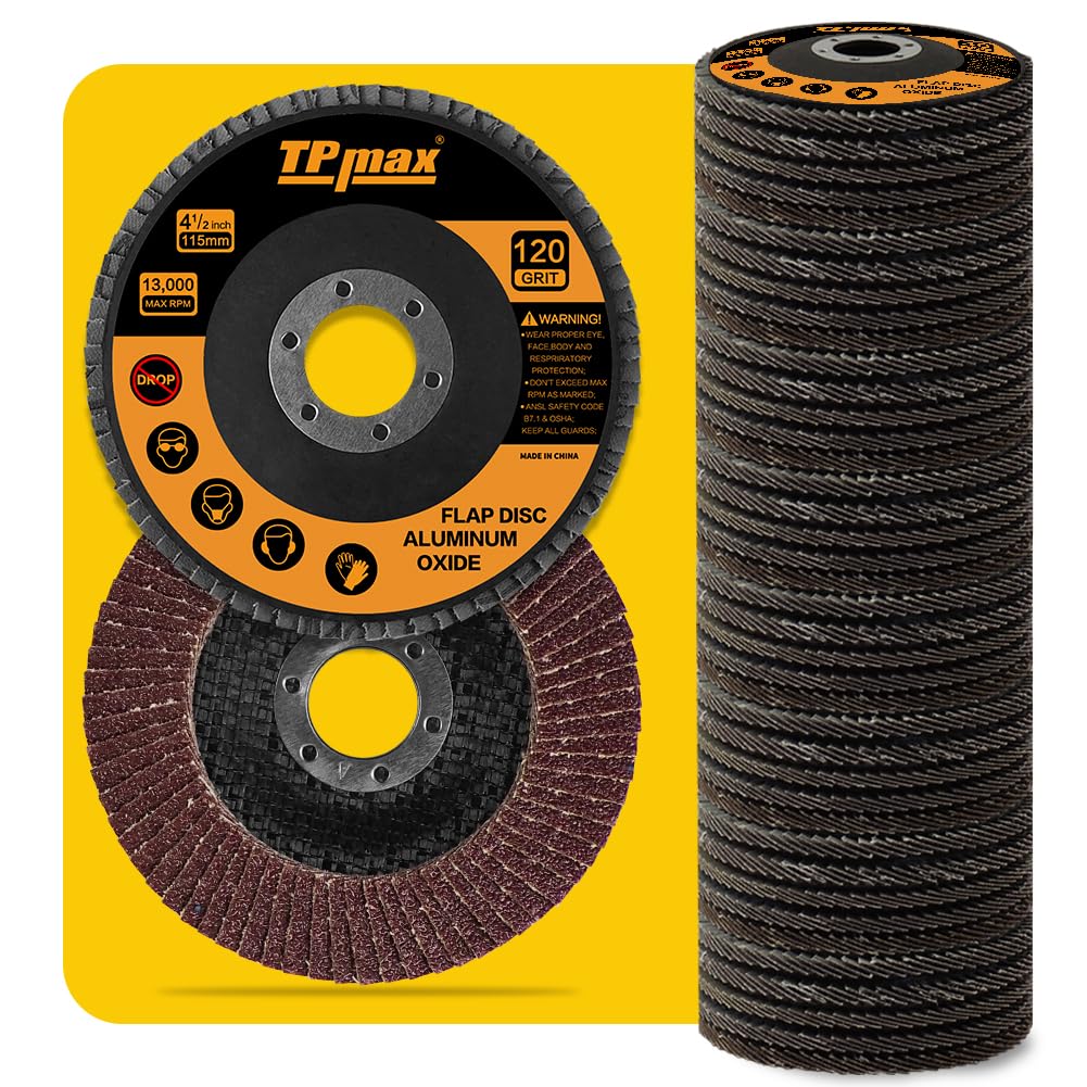 40 discos de solapa, 4-1/2 pulgadas, rueda de lijado para amoladora angular tipo 27, óxido de aluminio abrasivo, varios granos 40, 60, 80, 120