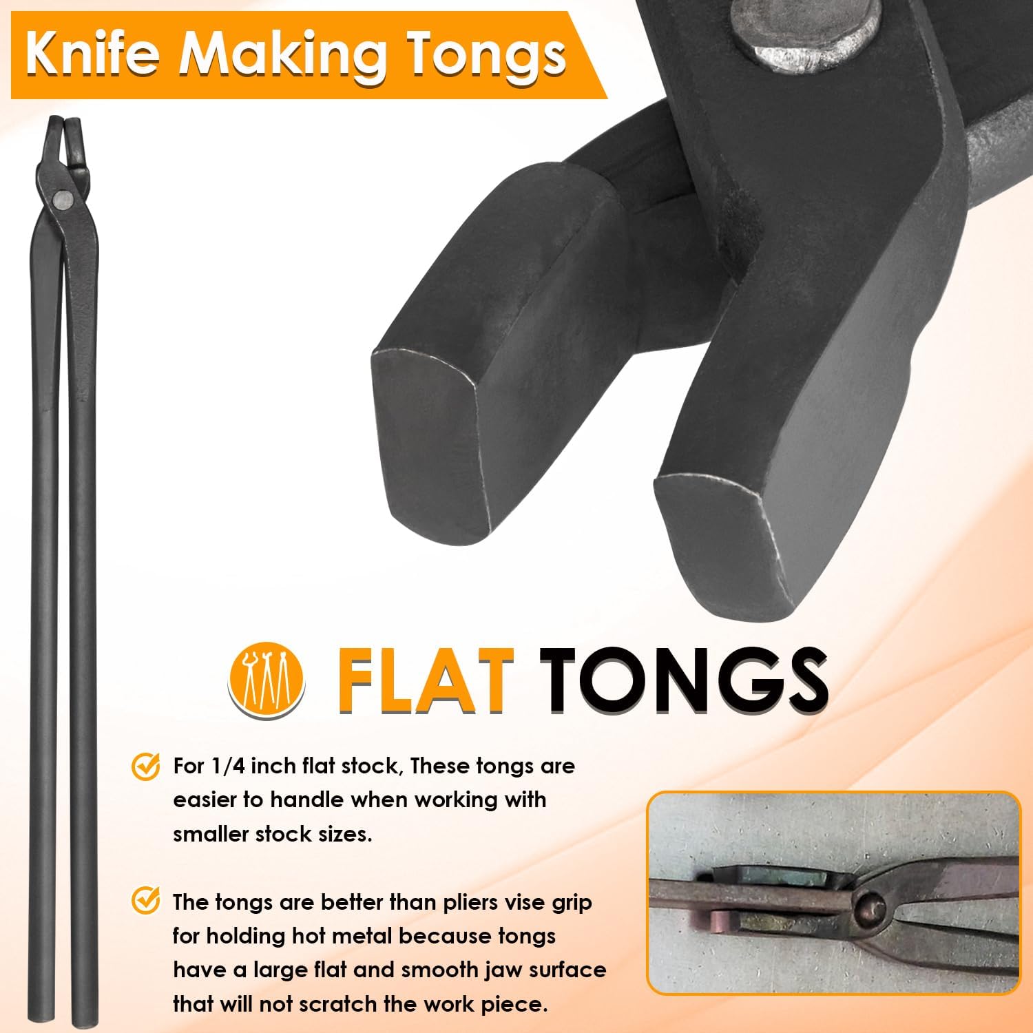 Blacksmith Tongs Knife Making Tongs Set Flat Tongs, Blade Tongs & V-Bit Tongs Assembled Bladesmith Steel Forge Tongs Anvil Blacksmithing Tongs (3 Tongs)