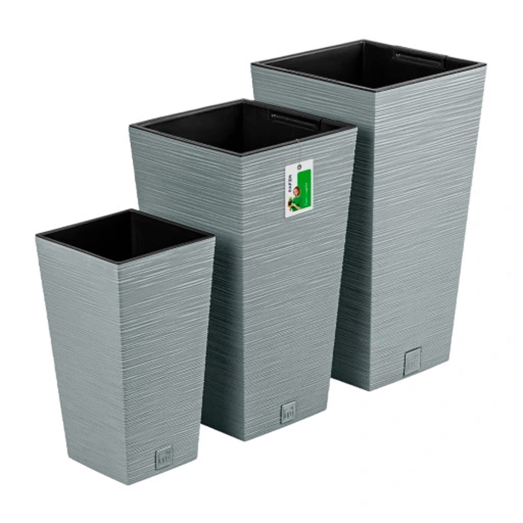 Pot de fleurs avec reserve d´eau 34x34x66cm gris galet - FURU
