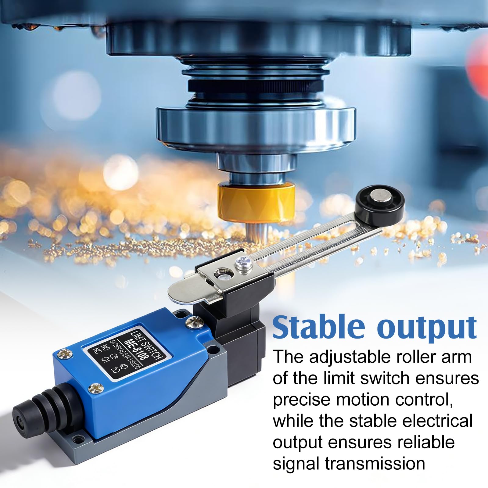 8pcs Interrupteur De Fin De Course, Levier De Rouleau Réglable, Switch Roller Levie, Me-8108, Nc-No, Interrupteur À Bascule, Interrupteur À Bascule Pour Fraise Cnc, Plasma, Bleu