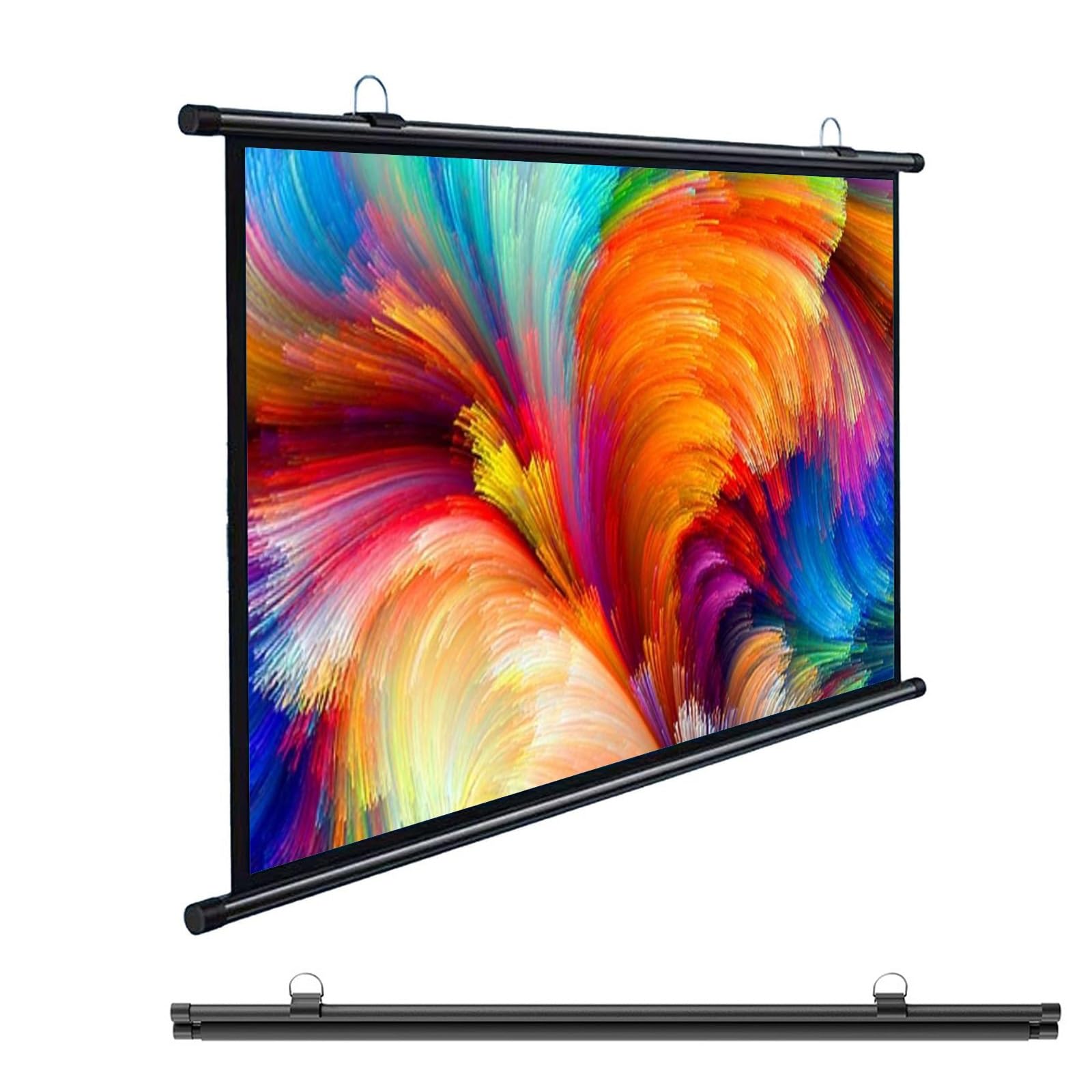 Screen 60 Pollici 72 Pollici Schermo Proiettore, Telo Proiettore Portatile 4:3/16:9 4K Full HD, Telo Videoproiettore per Il Gioco, Facile Da Arrotolare per Riporlo, per Interni Ed Esterni(16:9,60in)
