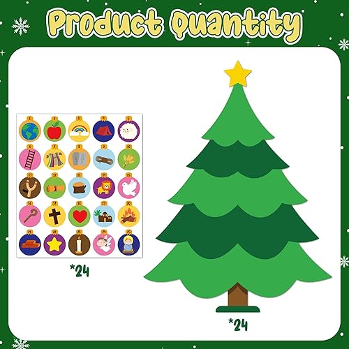 Miniatura 2 de Haooryx Manualidades de Adviento de Navidad, 24 piezas, árbol Jesse, calendario de Adviento de Navidad, autoadhesiva, cuenta regresiva cristiana
