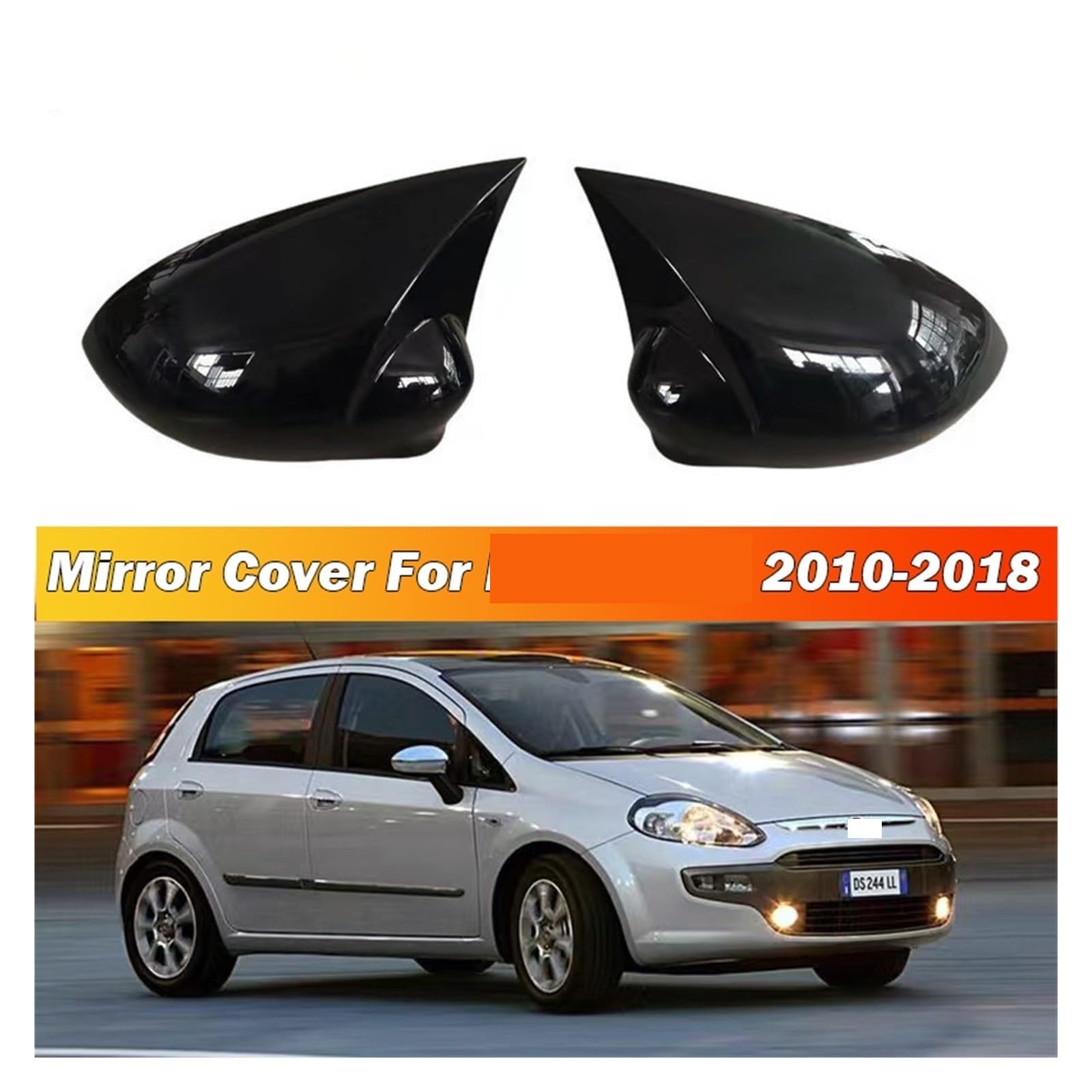 Calotta Specchietto Per Fiat Per Punto 2010-2018 2 pezzi Copri specchietti retrovisori laterali Trim Nero lucido Carbonio(Carbon Look)