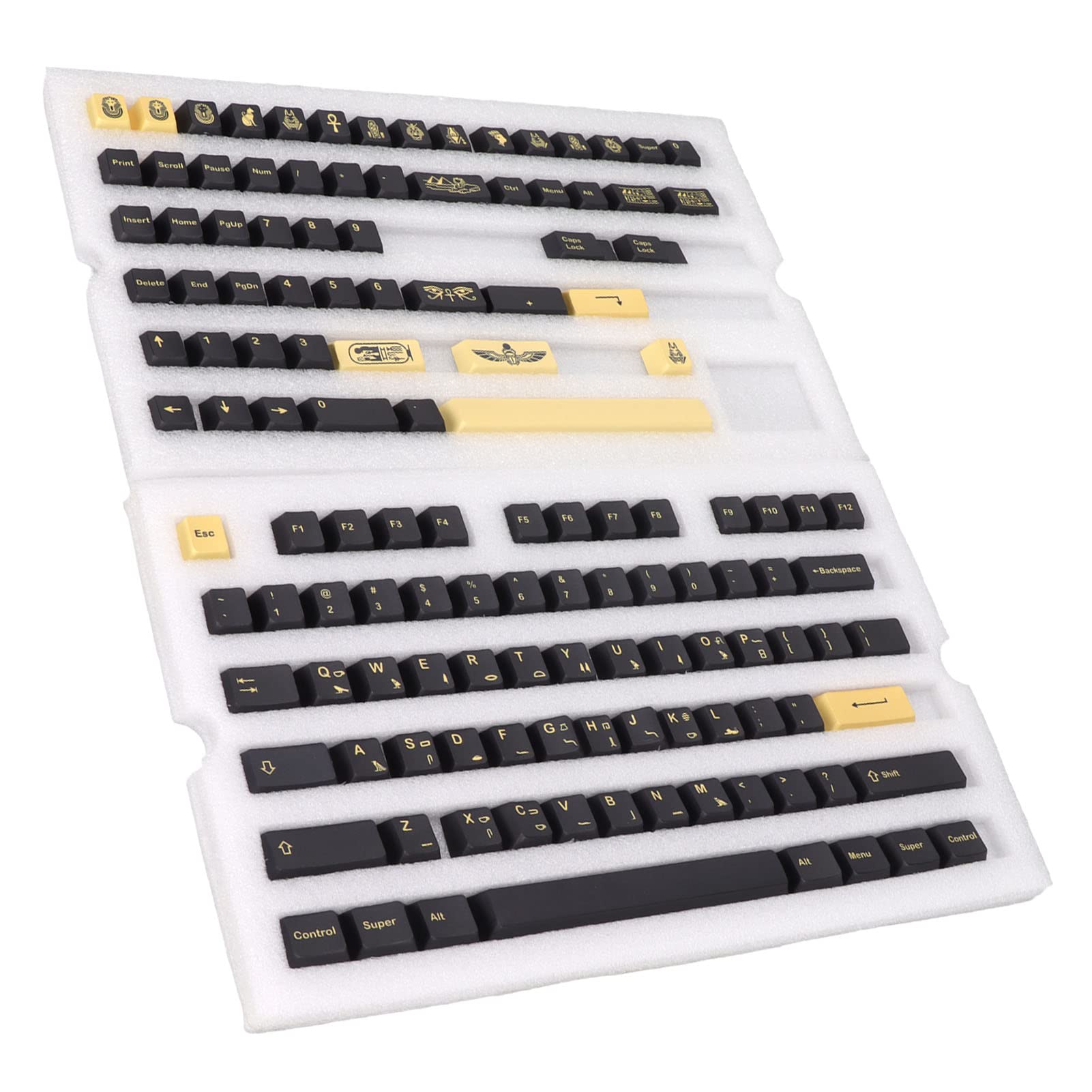 Keycaps PBT 132 Zestaw kluczy, bez liter, wysokość wiśni, egipski motyw faraonowy, DIY dekoracyjne klucze do gier dla mechanicznej klawiatury