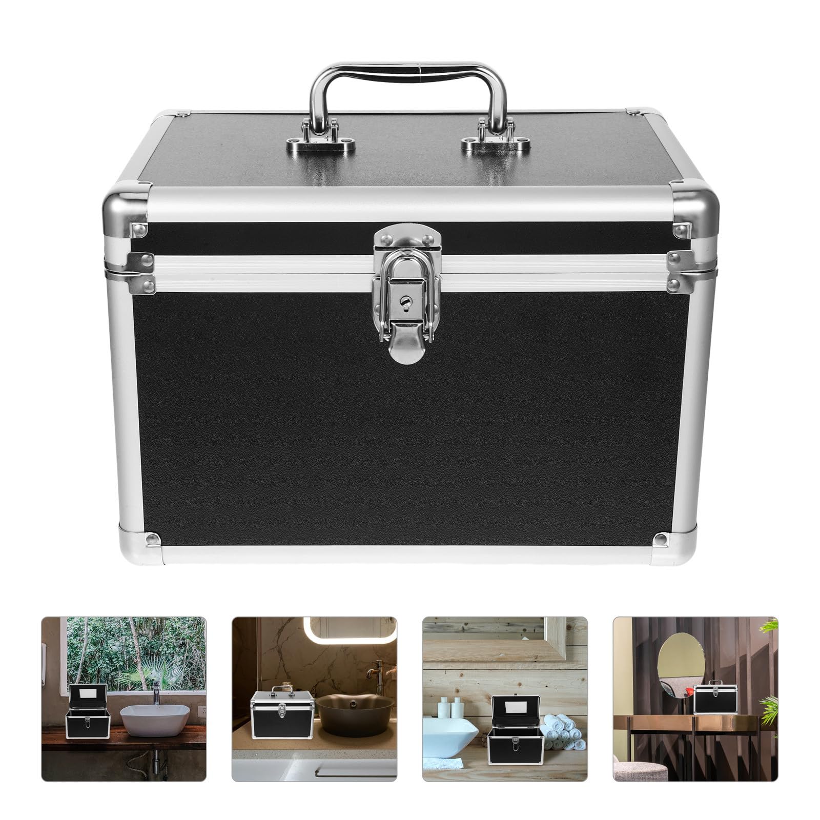 Caja Organizadora de Maquillaje Grande con Cerradura Segura Maletín de Viaje para Cosméticos Multifuncional Organizador de Belleza Resistente para Tocador y Baño