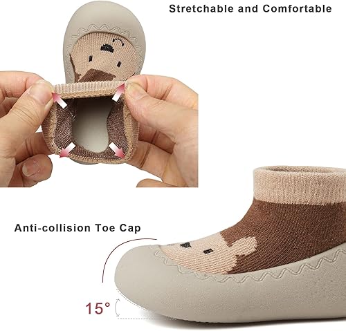 Miniatura 4 de Zapatos de calcetín de bebé para niños pequeños, suela de goma suave, antideslizante, para interiores, para niños y niñas