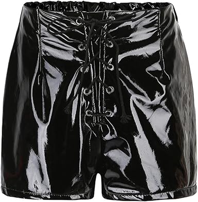 Amazon.com: Hoxekle Pantalones cortos de piel sintética para mujer, con  cordones, color rojo, negro, cintura alta, pantalones cortos sexys para  mujer, mini pantalones cortos de cuero para mujer : Ropa, Zapatos y