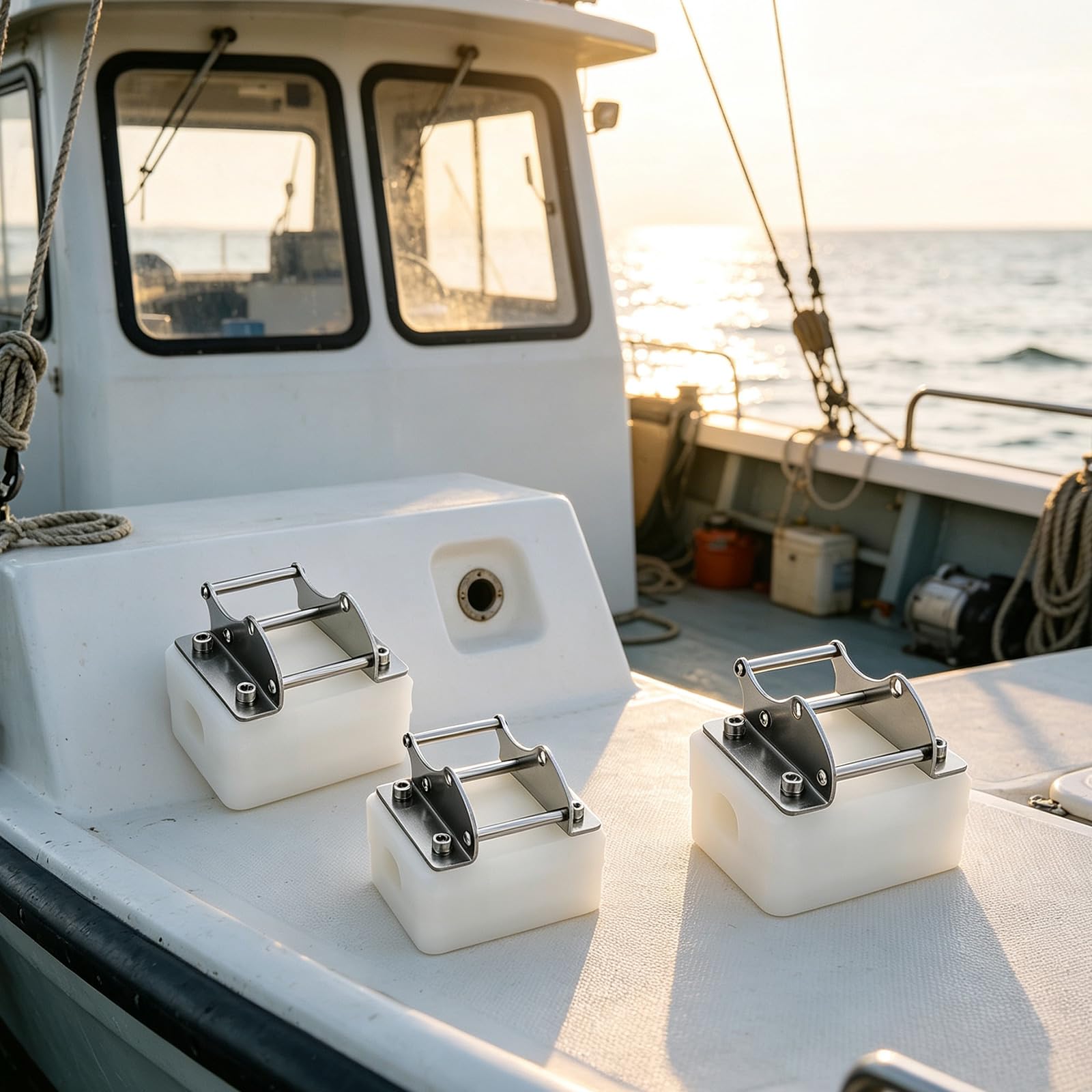 Soporte para caña de pescar para barco con acero inoxidable integrado