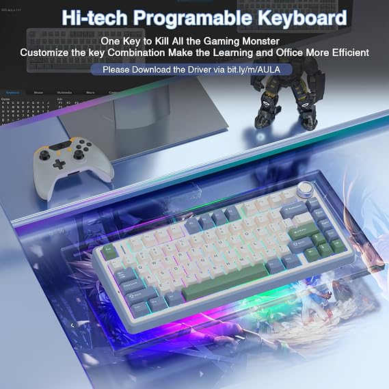 Aula F75 Mechanical RGB TKL Reaper Switch Wireless Macro Hot Swap Keyboard Pastel