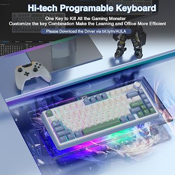 Aula F75 Mechanical RGB TKL Reaper Switch Wireless Macro Hot Swap Keyboard Pastel