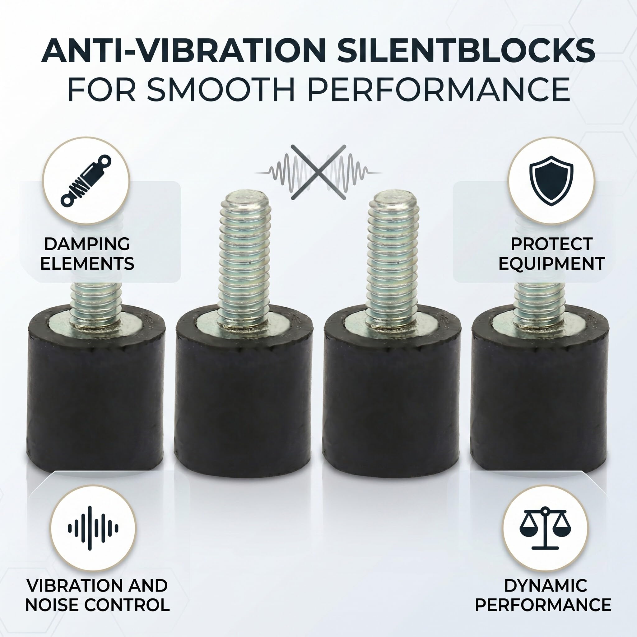 Fafeicy 4pcs Soportes de Goma Anti Vibración Silentblock VD8*8 M3*8 para Coche Barco Compresores Motores