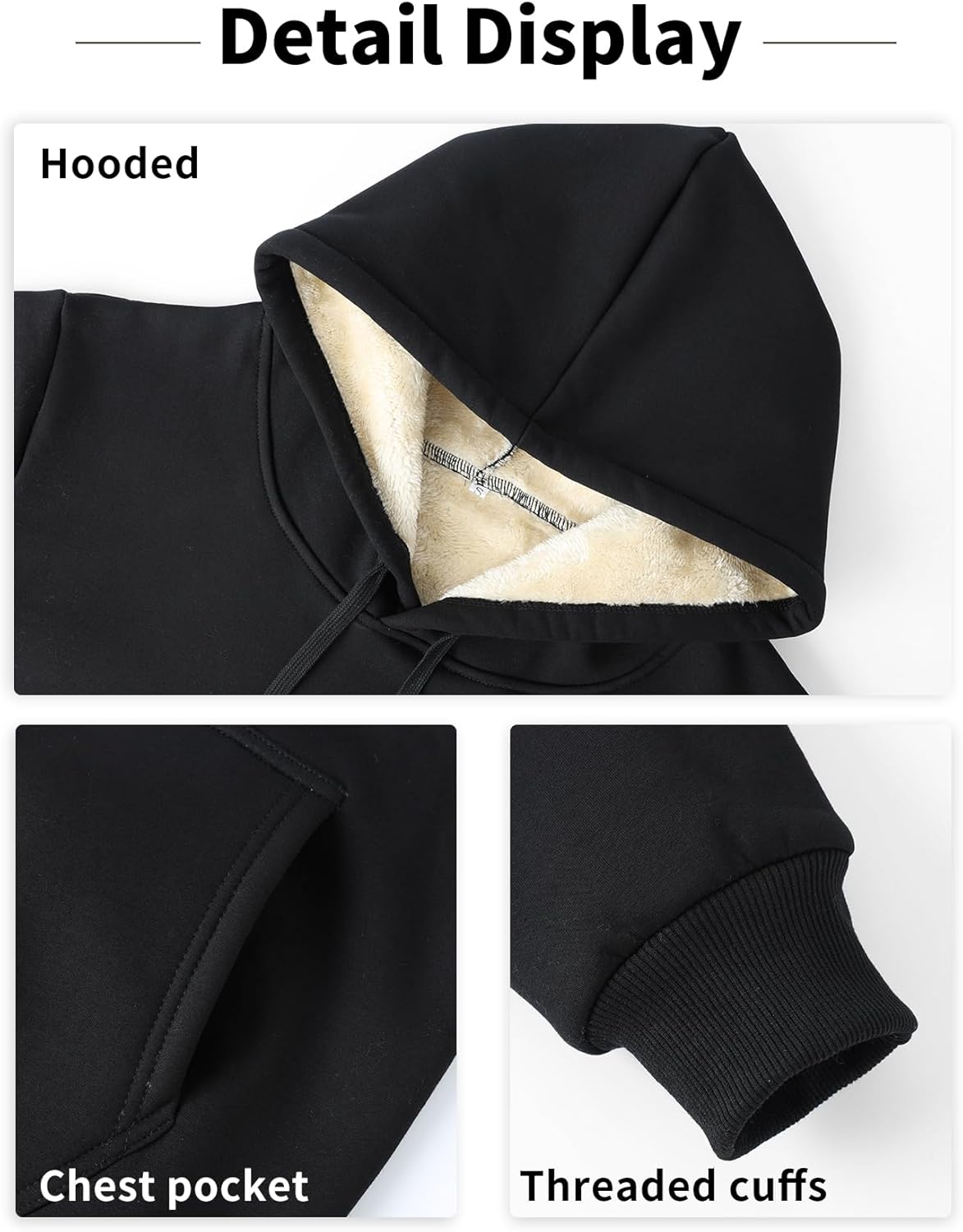 Gihuo Mens Fleece Crewneck Sweatshirts Sherpa Lined Pullover Winter Warm Shirt - Image 6