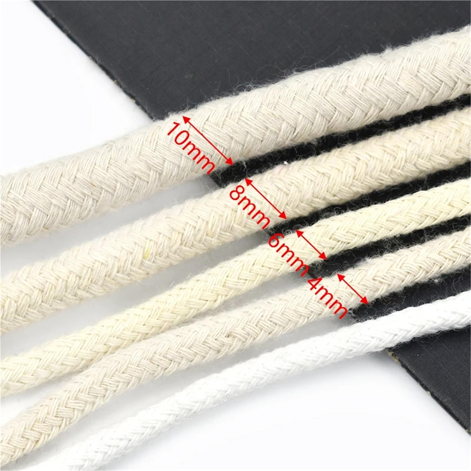 Bawełniany sznurek do makramy, Skręcony sznurek bawełniany Multicolor 4-10mm 10/20M do sznurka torby szycia makramy Tekstylia domowe | Beige-10mm,10Meters