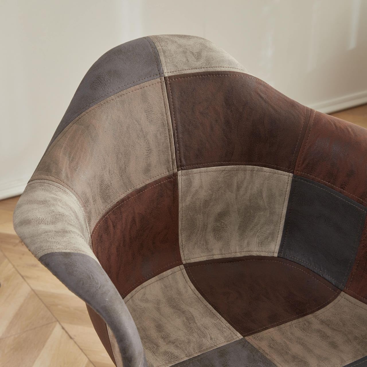 Juego de 6 Sillones de Cuero para Sala de Estar Leisures Silla tapizada con Patas de Madera Maciza para el hogar Cocina Oficina Bistro Cafe (Marrón)