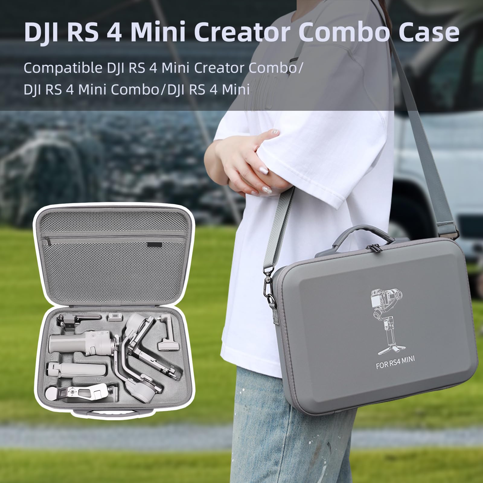 Custodia per DJI RS 4 Mini, Custodia portatile impermeabile per DJI RS 4 Mini Creator Combo con cintura per la spalla