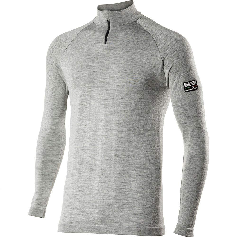SIX2 Wool Grey Lupetto con Zip ml Merinos