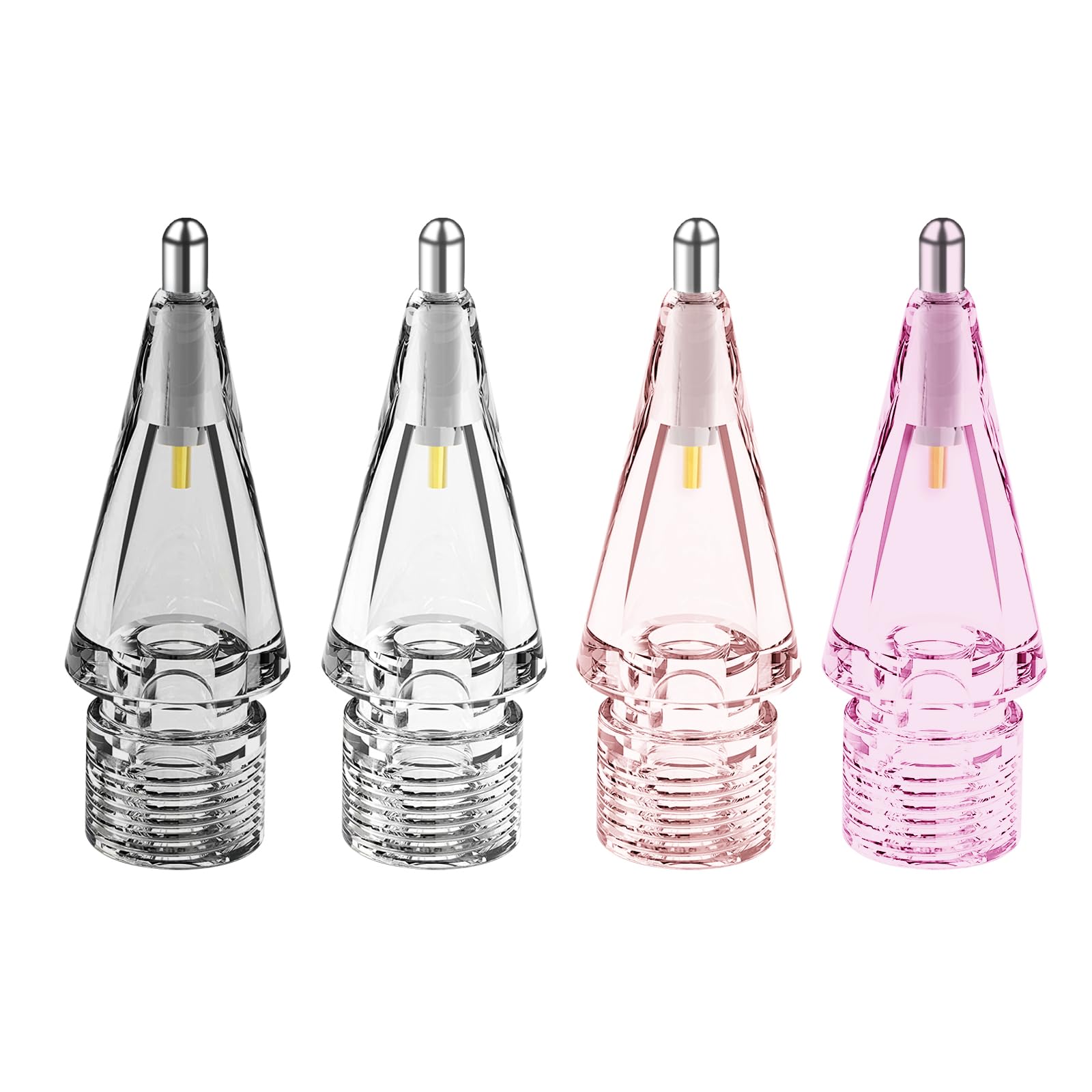 Frylaa for Apple Pencil Tips Replacment for Apple Pencil 2nd&1st Generation,Metal Pencil Tips Clear,Penlike Nib Wear-Resistant Pen Needle Stylus Tips,Fine Ponit Precise Control-Clear+Black+Pink+Purple-image-46