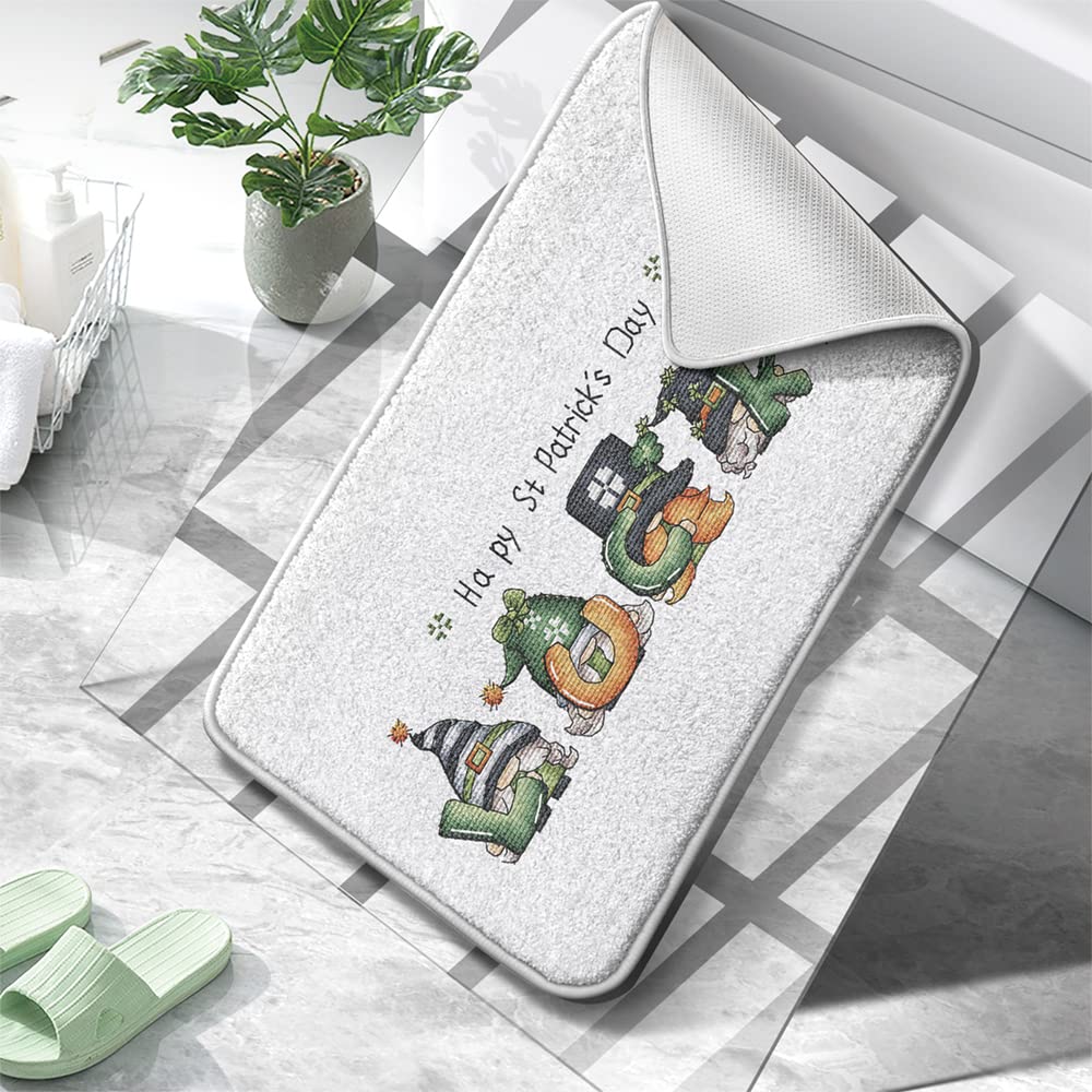 Bathroom Rug Bath Rugs Happy St. Patrick's Day Lucky Dwarfs Decor Non-Slip Design Bath Mat Microfiber Thick Shaggy Water Absorbent Soft Machine Washable Floor Mat Bathroom Rugs for Bathroom Shower