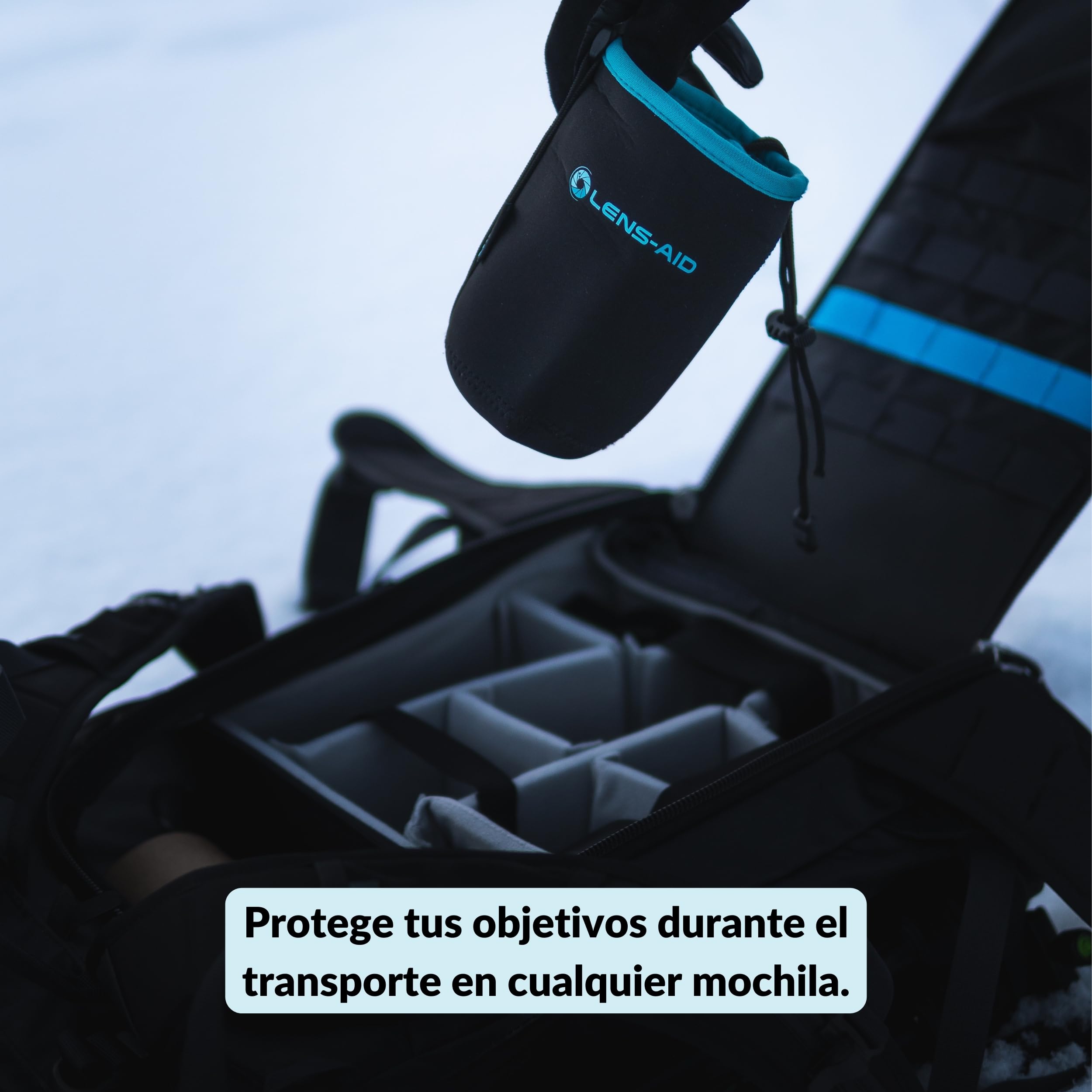 LENS-AID - Funda para Lentes de cámara de Neopreno con Forro Polar: Funda, Bolsillo para Proteger Lentes con cordón, Negro, Juego de 3 (XXS, XS,S), Moderno
