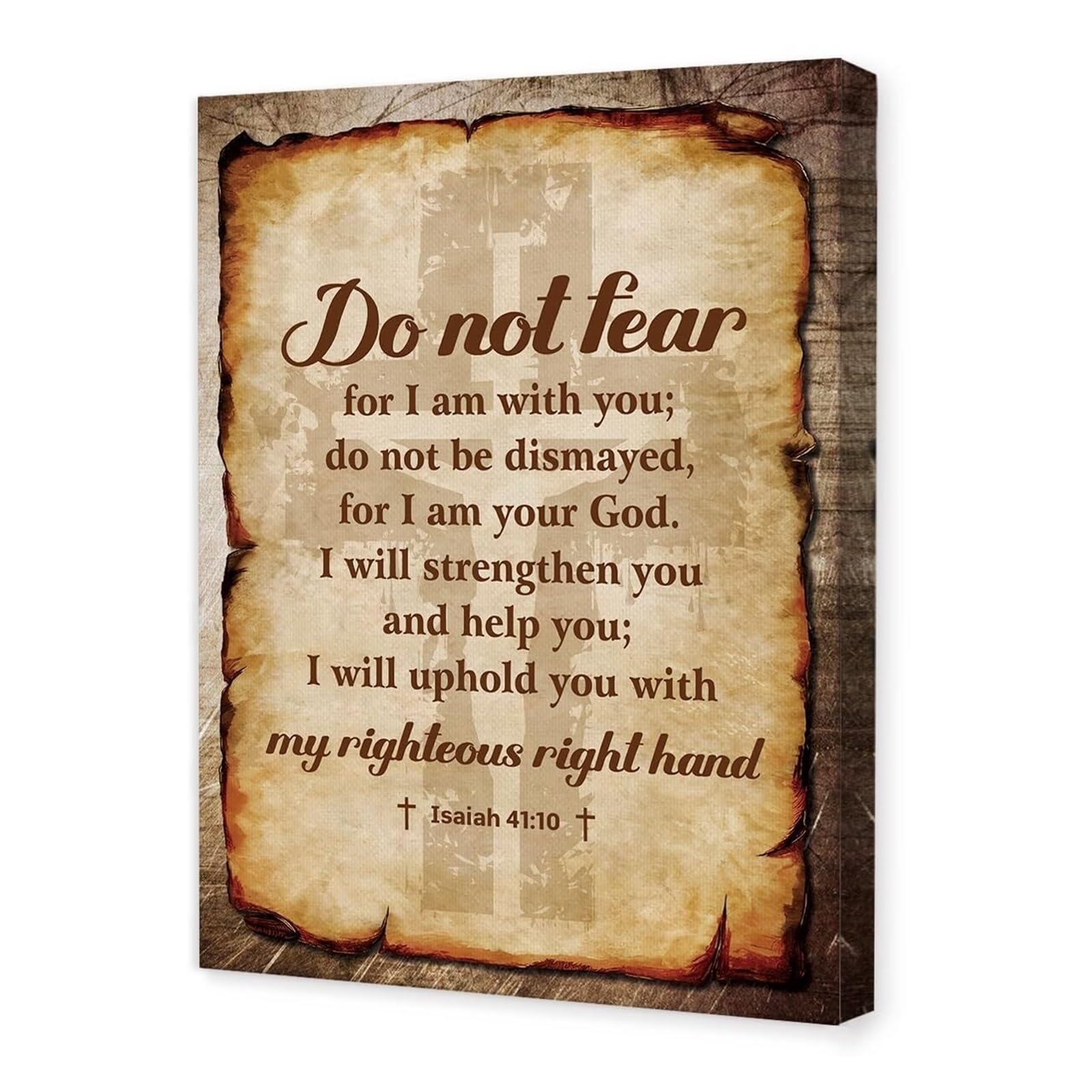 CBQZCHWDKT Biblical Promise for Anxiety, Isaiah 41:10 KJV Inspirational Canvas, Scripture Wall-Art for Home, Office, Waiting Room, Gift of Peace & Assurance(Unframed,16x24inch(40x60cm))