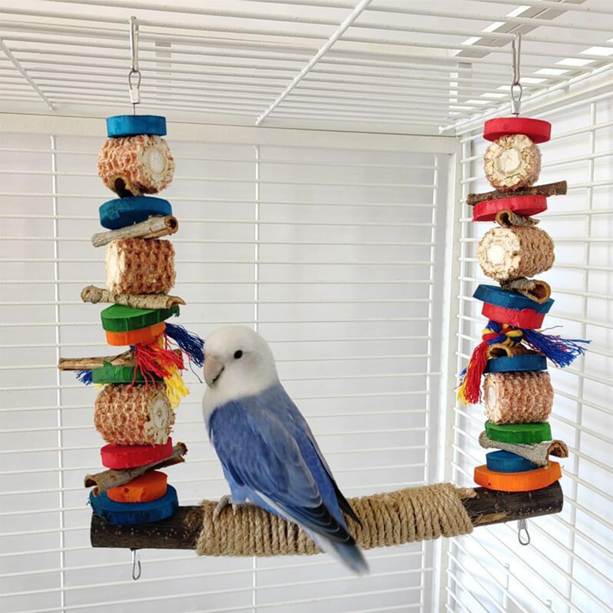 ZYYRSS Natural Bird Swing Perch Toys for Conures Budgerigars, Finches, Parrots, Lovebirds, Small & Medium Birds - Image 4