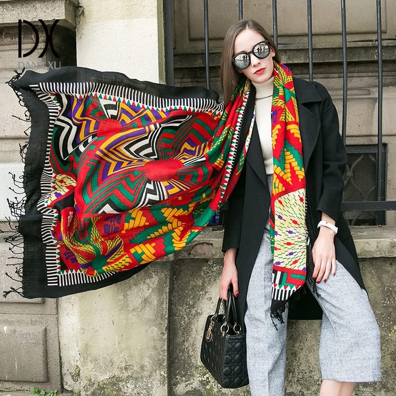 Miniatura 6 de DANA XU 100% Pure Merino Wool Extra Large Pashmina Cashmere Scarf Shawl And Wrap For Women Winter Oversized Floral Blanket