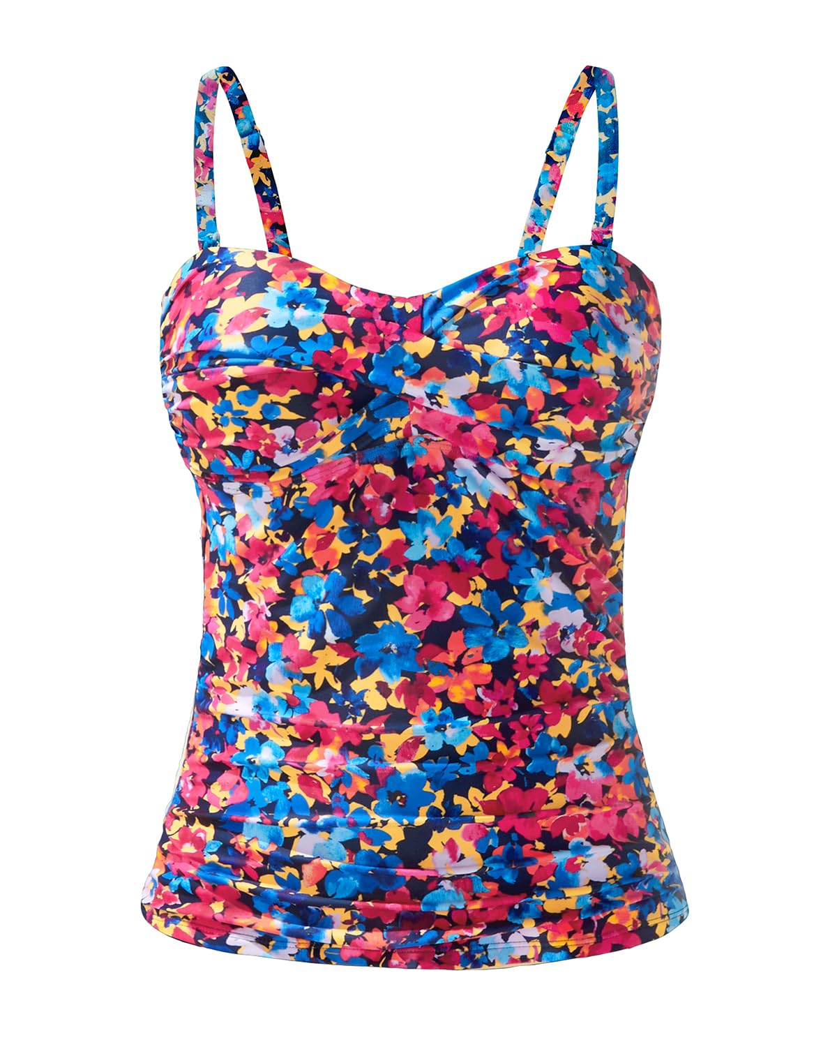 Tankini Top for Women Tummy Control Bathing Suit Bandeau Swim Tops Only
