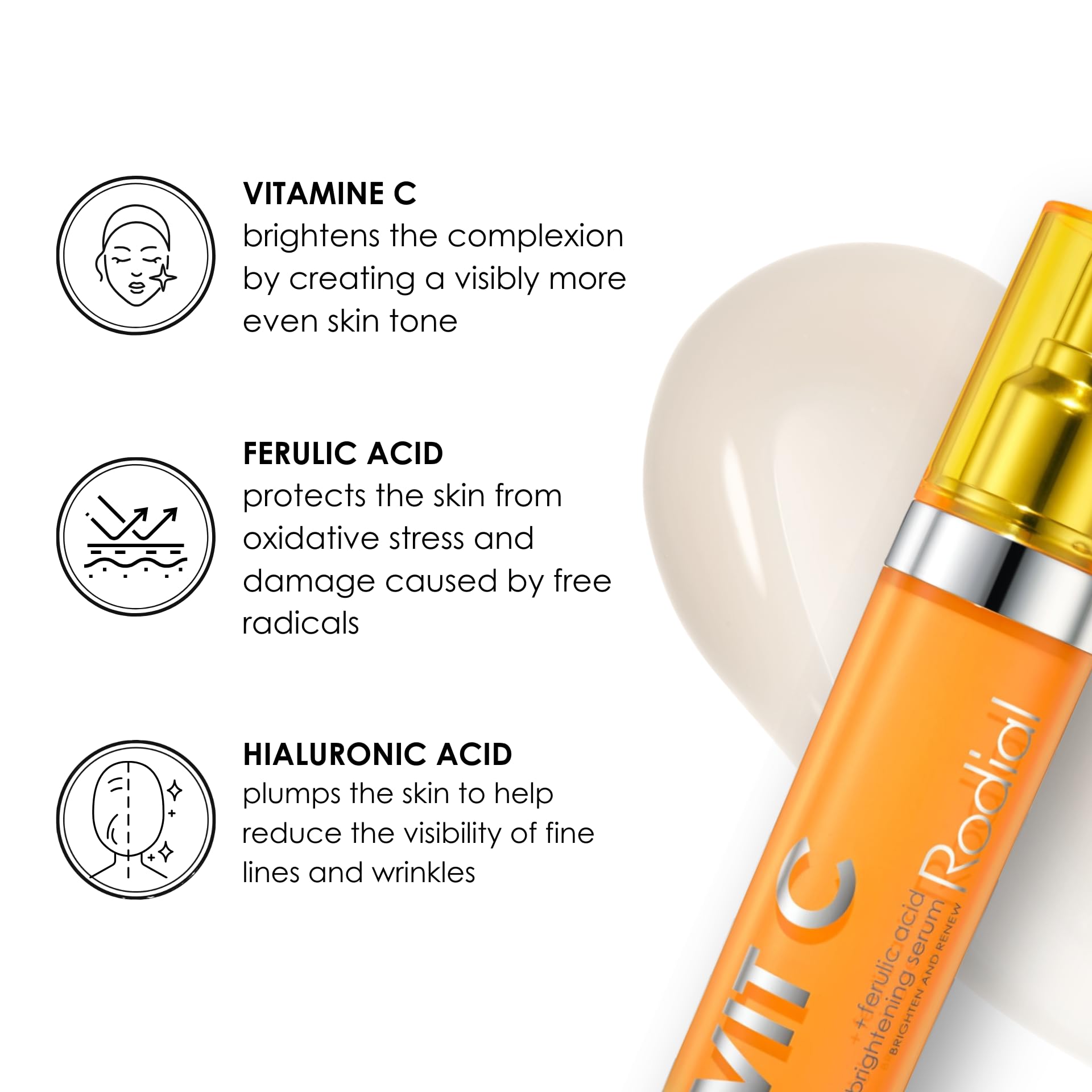 Rodial Vitamin C Brightening Serum 1 fl oz - Advanced Skincare with Vitamin C, Niacinamide, Hyaluronic Acid & Ferulic Acid - Plumps Fine Lines, Evens Tone & Brightens Complexion