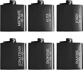 Personalized Custom Flask for Men, Groomsmen Flask, Engraved for Men, Women, Groom, Personalized Groomsmen Gifts, 6 oz with Mini Funnel (6)