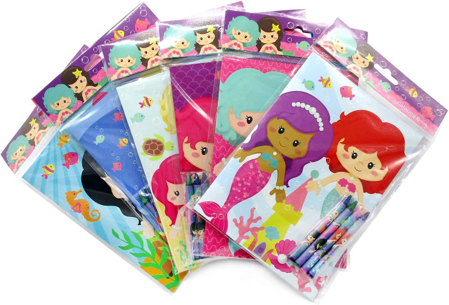 TINYMILLS 海下マーメイド塗り絵本セット 塗り絵12冊とクレヨン48本付き 誕生日パーティー用品 景品バッグ カーニバル賞