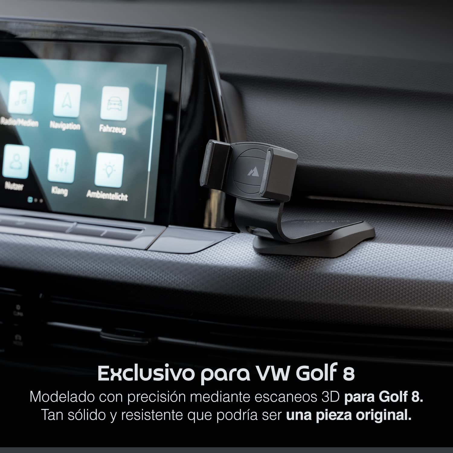Soporte móvil Coche Premium para VW Golf 8 - El Mejor Soporte para TU Coche - Made in Germany, Accesorio Original - Porta telefono Coche/Porta movil