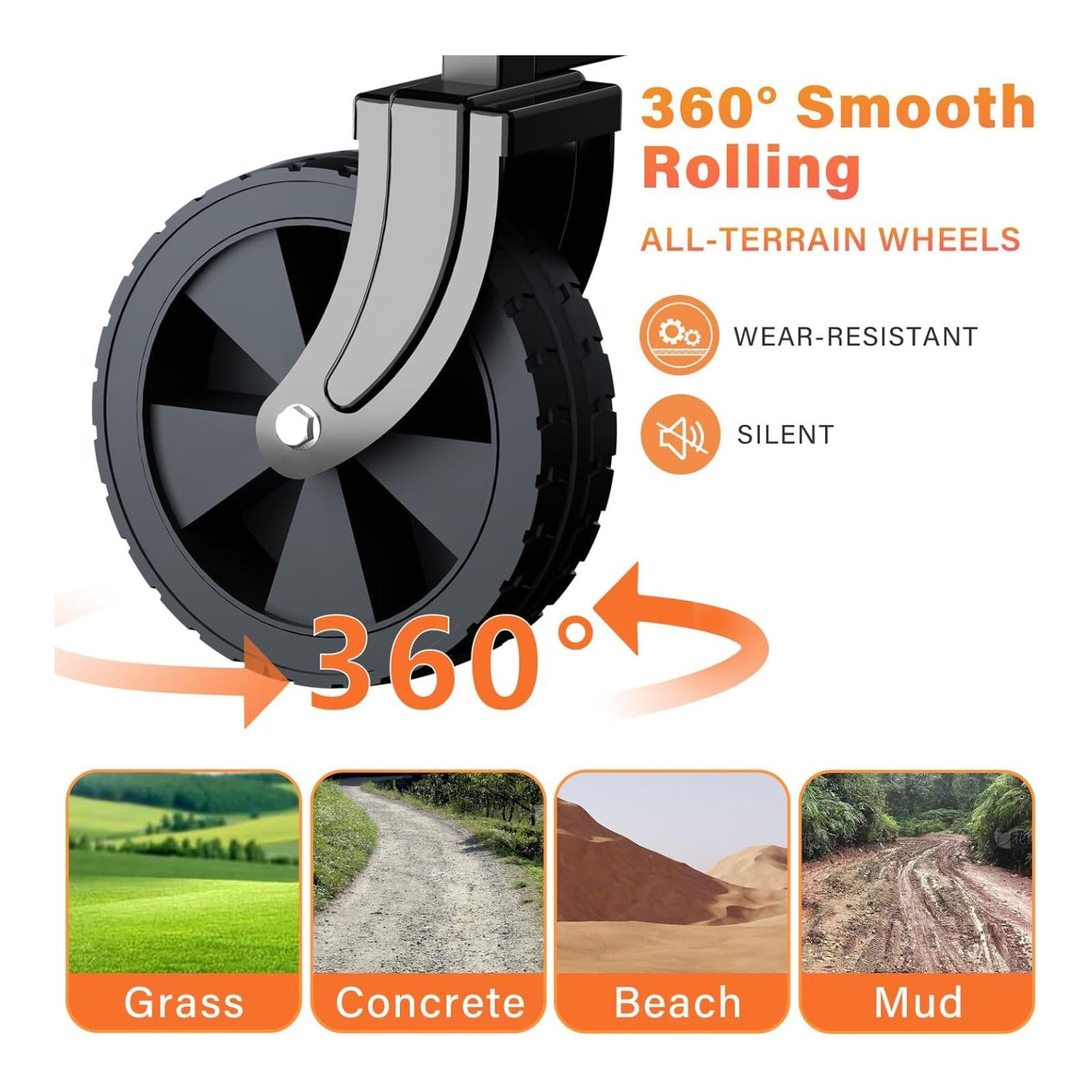 DASCK Carro Plegable con Ruedas Todoterreno 120 kg | Mango Ajustable, Bolsa de Transporte, Plegado Rápido en 3  Segundos | Carrito de Playa, Camping y Jardín
