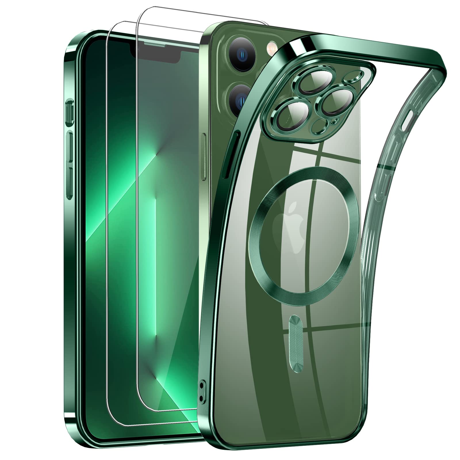 DOSNTO Magnetic Clear for iPhone 13 Pro Max Case with MagSafe [Original iPhone Exterior] [Integrated Camera Cover] Silicone Cover Slim Thin [Non-Yellowing] Anti-Fingerprint Scratch Wireless Charging