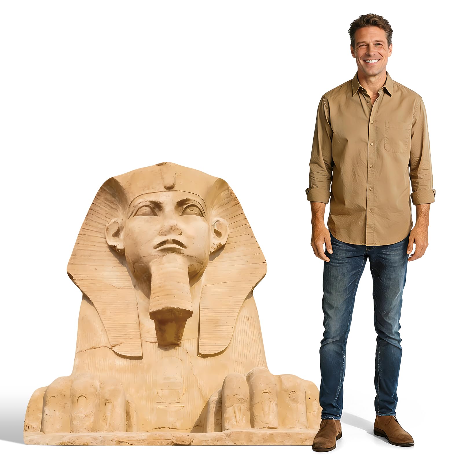 ARQRHTLY 3.8 Ft Sphinx Cardboard Cutout Life Size Egyptian Statue Standee Ancient Egypt Stand Up Backdrop Props for Egyptian Theme Party Decor Indoor Outdoor Classroom Museum Events Photo Booth