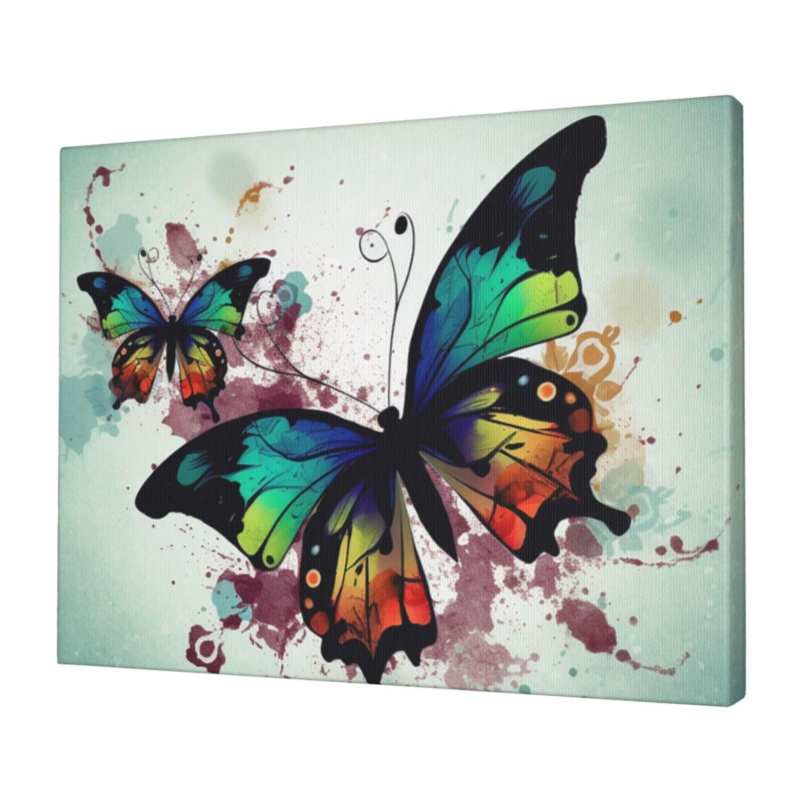 FodPand Canvas Wall Art for Living Room Wall Decor 12"x16" Modern Artwork Painting Pictures Hanging Canvas Prints Artistic Butterfly Aesthetic Wall Art for Bedroom Bathroom Office Wallart Decor
