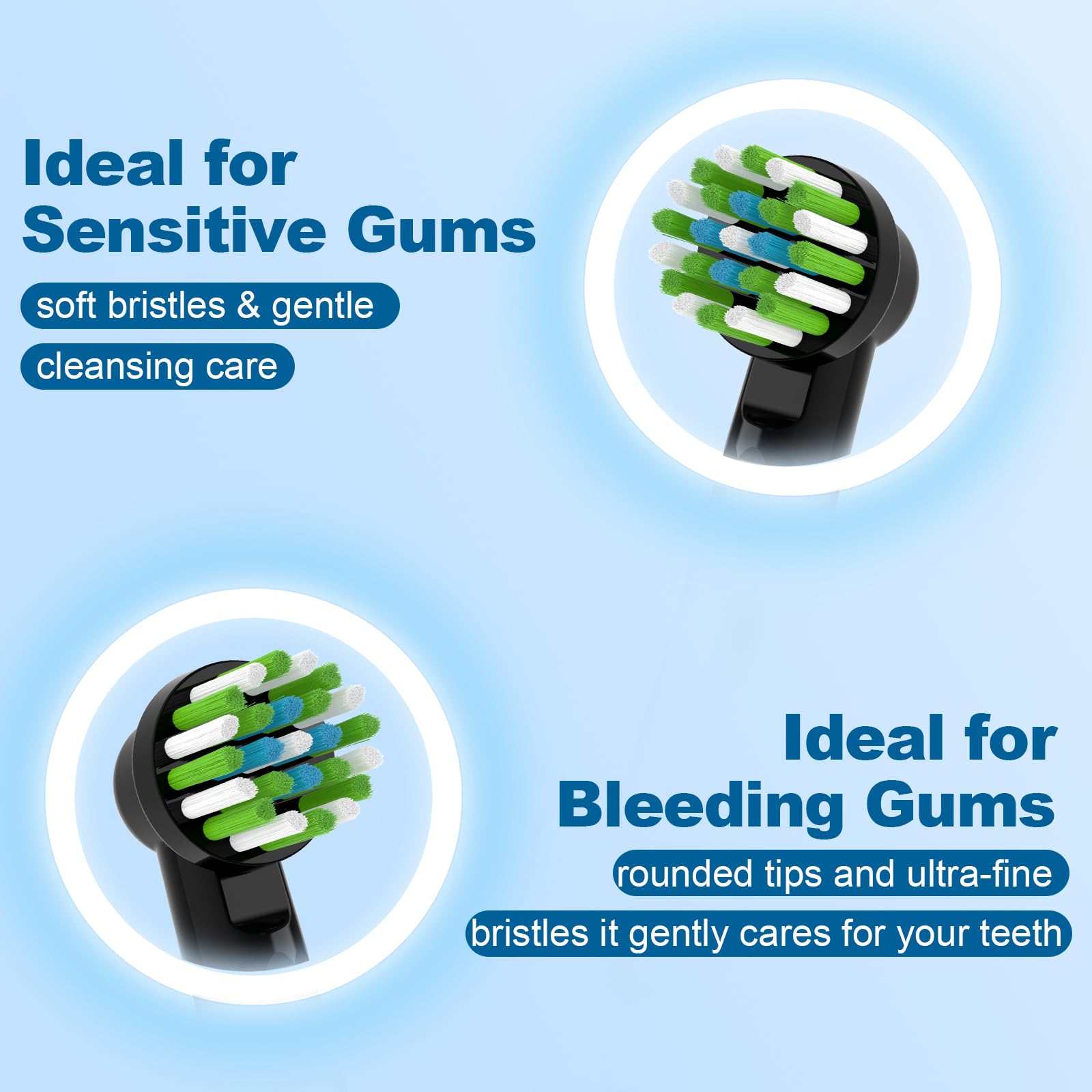 Testine di ricambio compatibili con spazzolino elettrico Braun Oral B Pro 1000, Genius X, Smart 1500, 12 testine di precisione compatibili con Oral B (nero)