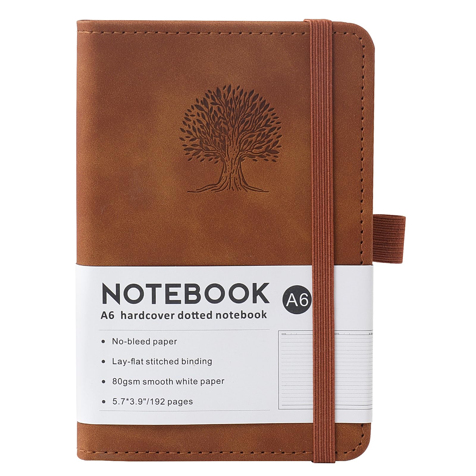 WEIZHENG A6 Lined Notebook, 192 Pages Journal Notebook for Journaling, Work, Note-Taking and Planning(Brown)