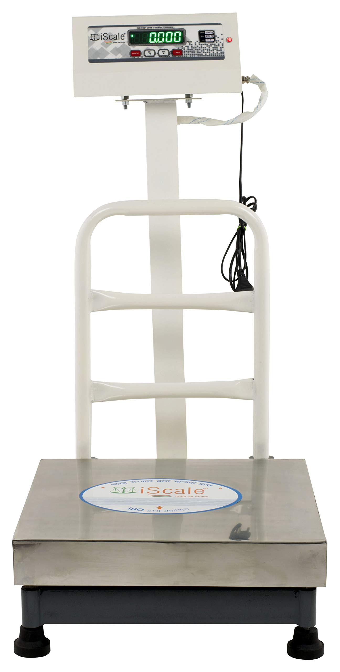 iScale 150kg x 20g Digital Weighing Scale, Strong Stainless Steel Platform size 16x16 Inches (400x400mm) for Shop, Commercial, Official and Industrial use with double display & Battery Backup