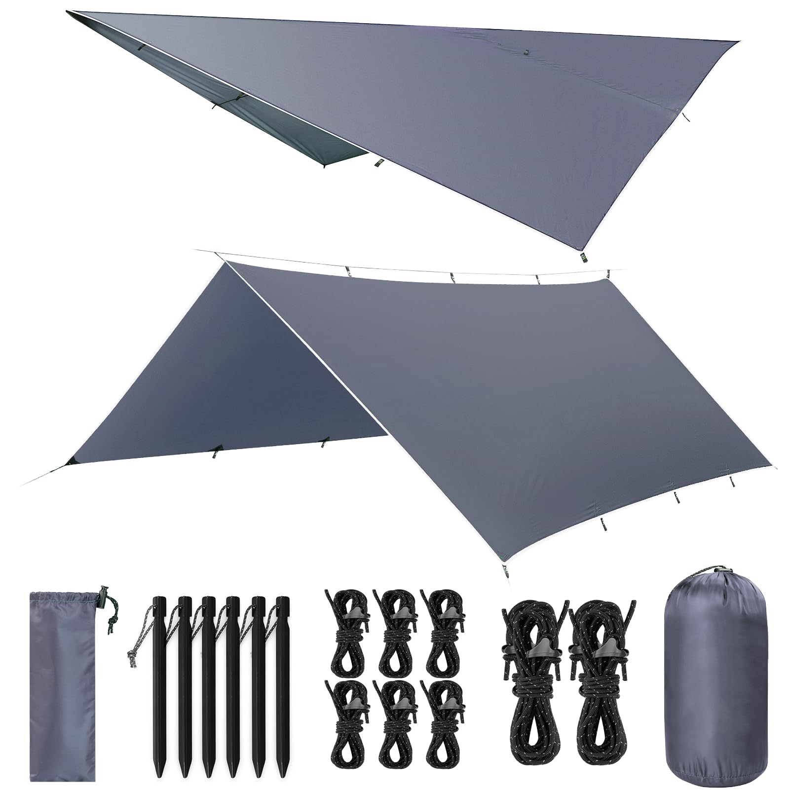 Bâche Anti-Pluie Imperméable Anti-UV 3x3M 3x5M Camping Toile de Tente