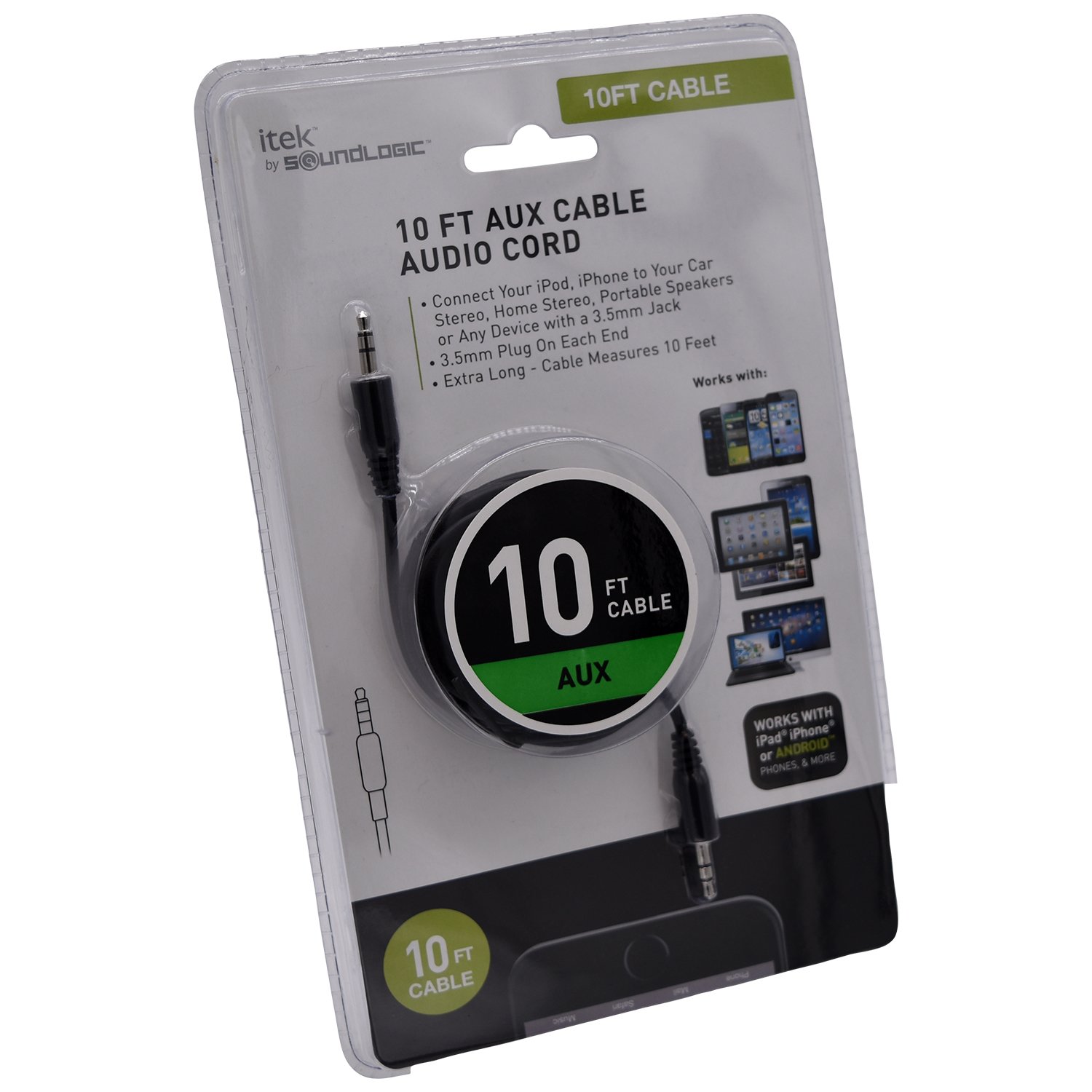 Itek by SoundLogic 10 Foot 3.5mm Auxiliary Cable Audio Cord