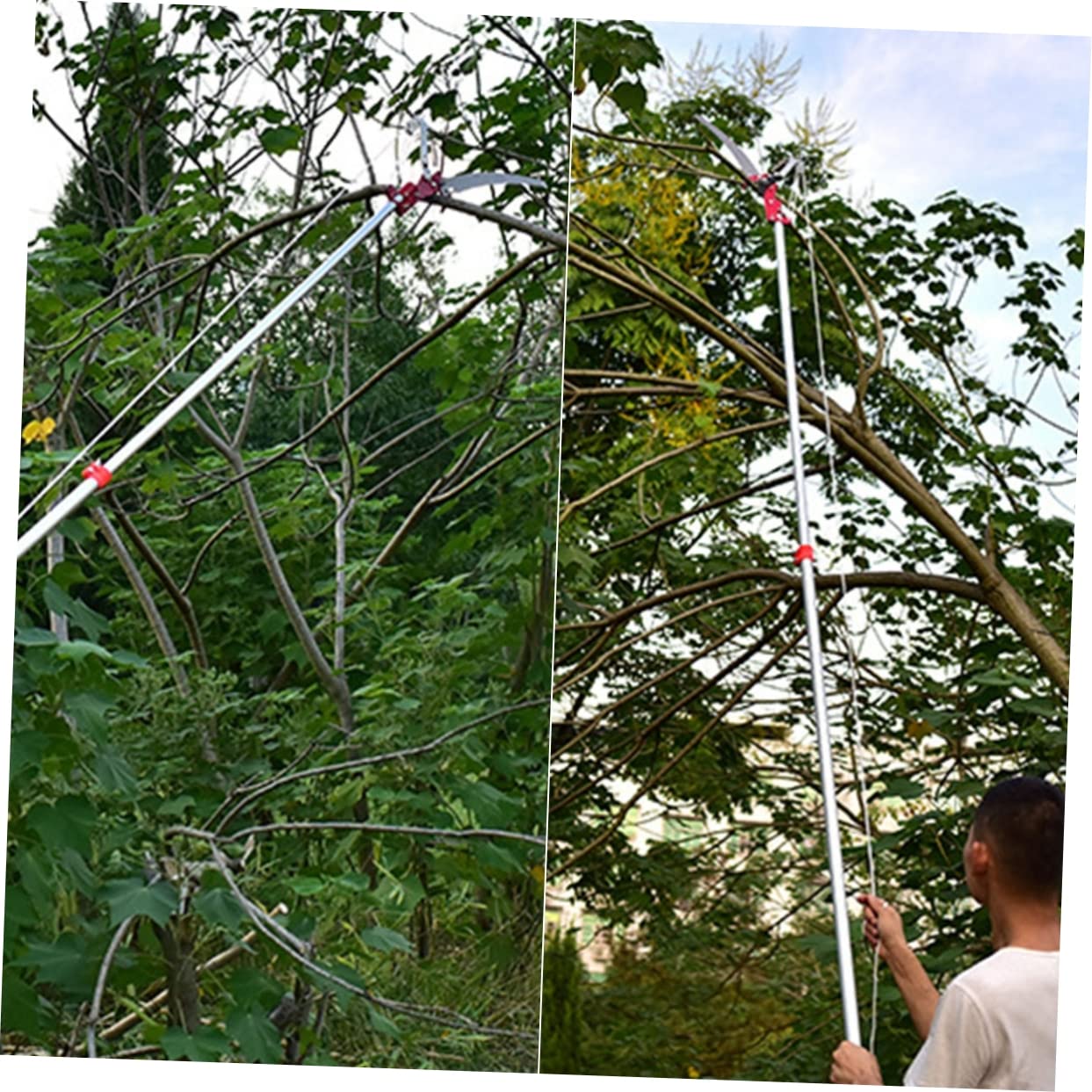 Astschere aus Stahl mit Verstärktem Nylonseil und Komfortablen Griffen für Obstbäume im Garten Robuste Gartenschere für Kleine Bäume und Obstgärten Zufällige Farbe