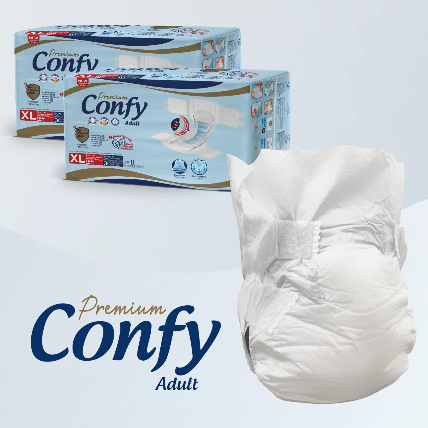 Confy Premium Windeln für Erwachsene - Erwachsenen-Windel Inkontinenz Gr.XL 60St