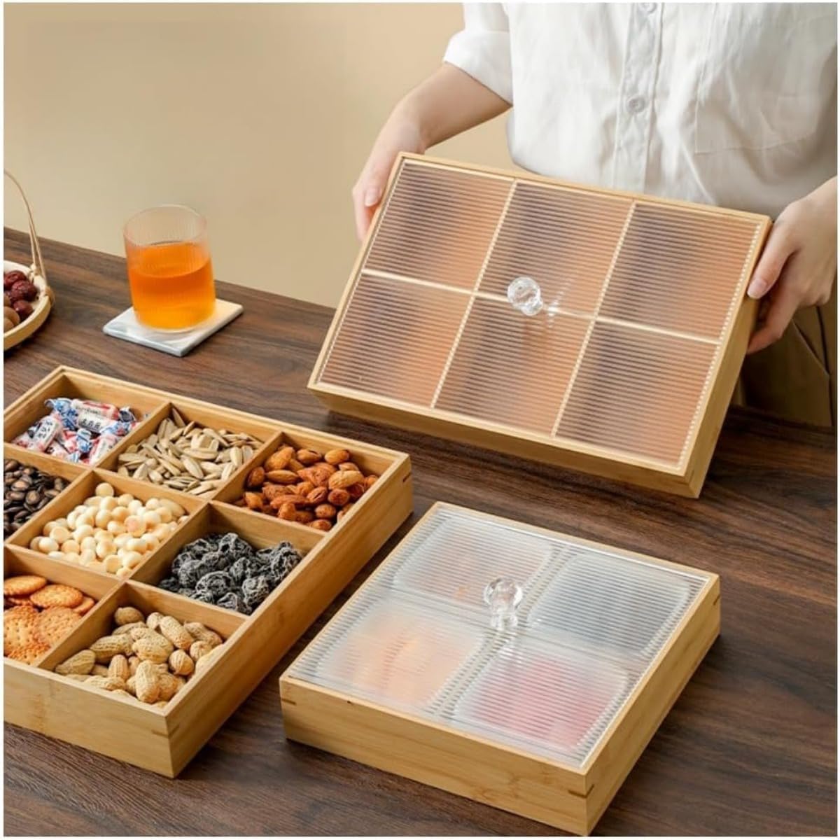 Amazon｜Joxoilso 仕切りトレー 蓋付き 豆皿 小皿 セット 木製 トレイ