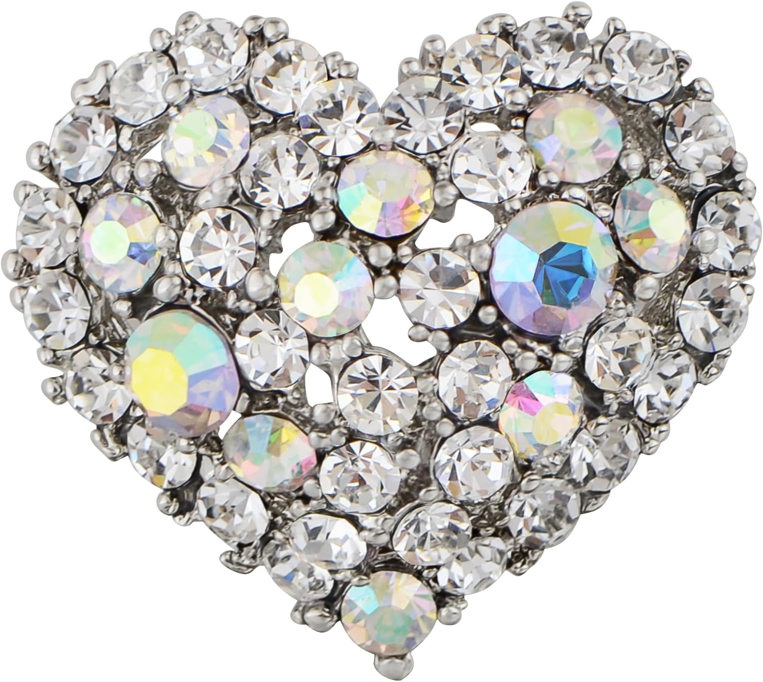 Womens Crystal Rhinestone Valentine Heart Love Brooch Pin