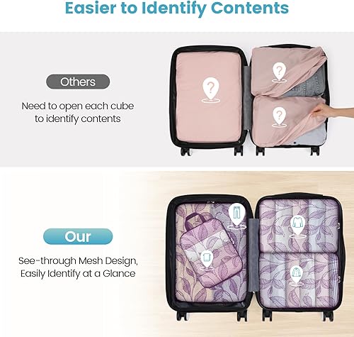 Miniatura 3 de Cambond Cubos de embalaje de compresión de malla transparente, cubos de embalaje para viajes, bolsas de viaje ligeras, organizador de equipaje de