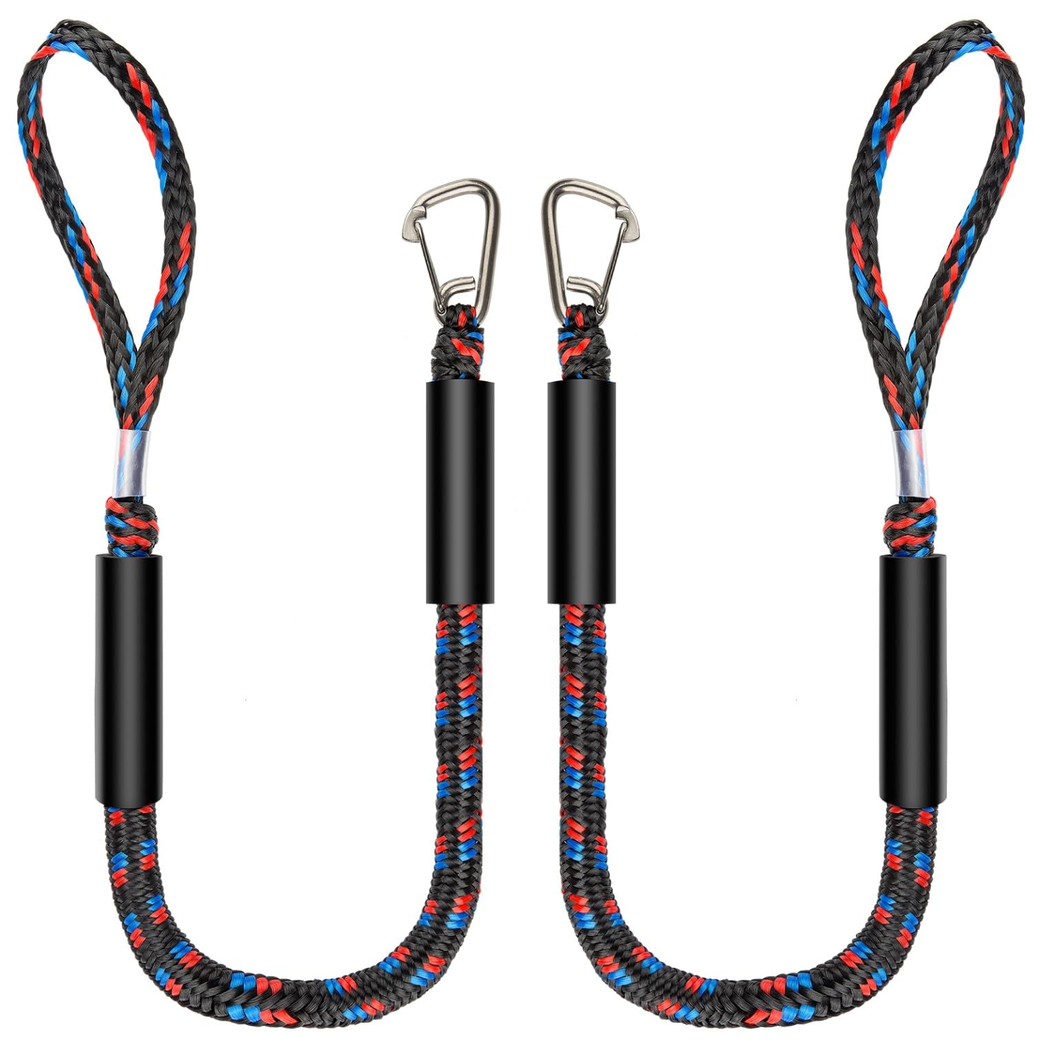 Botepon Marine Bungee Dock Lines, Boat Dock Rope, Jet Ski Accessories with Stainless Clip for for Jet Ski, SeaDoo, Yamaha WaveRunner, Kayak, Pontoon Boat, Dinghy (4 Feet)