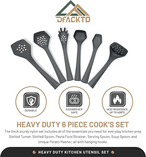 Miniatura 3 de Juego de utensilios de cocina resistentes, 6 piezas de nailon antiadherente, alta resistencia al calor para estufa y plancha, 6 piezas para cocinar