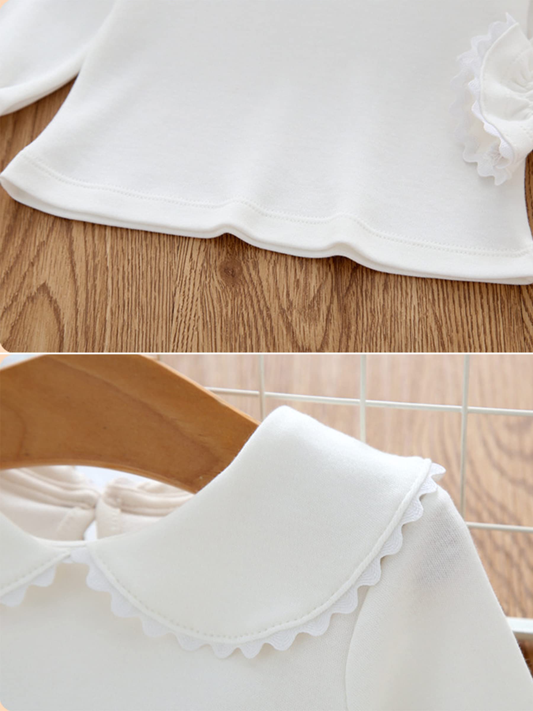 Bebés Niños Niñas Camiseta de Manga Larga de Algodón Cuello Peter Pan Cierre de Botones en la Posterior Suave Transpirable para 0-2 años - Talla 56/62/68/74/80/86/92 0-24M